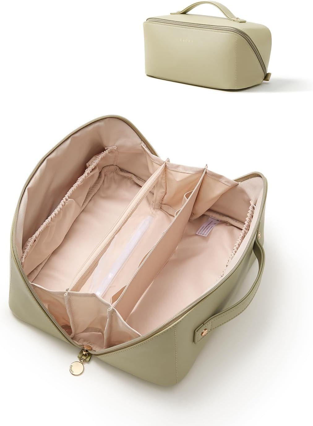 Travel Makeup Bag, Large Capacity Cosmetic Bag for Women, Waterproof PU Leather, Flat Open Portable Toiletry Bag for Skincare, Brushes & Travel Essentials - Colors A