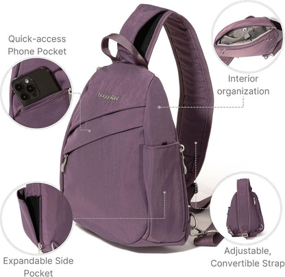 Medium Sling Backpack - 9"x11" Lightweight Sling Bag with Convertible Adjustable Shoulder Strap