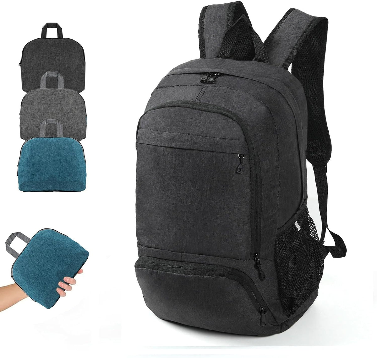 TANTOMI Ultra Lightweight Packable Backpack 25L - Foldable Hiking Daypack for Travel, Durable Camping Sports Bag & Carry On Essentials - Teal Blue