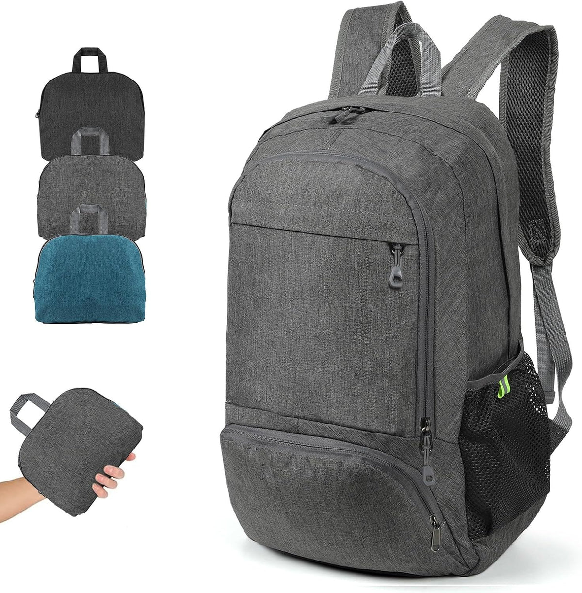 TANTOMI Ultra Lightweight Packable Backpack 25L - Foldable Hiking Daypack for Travel, Durable Camping Sports Bag & Carry On Essentials - Teal Blue