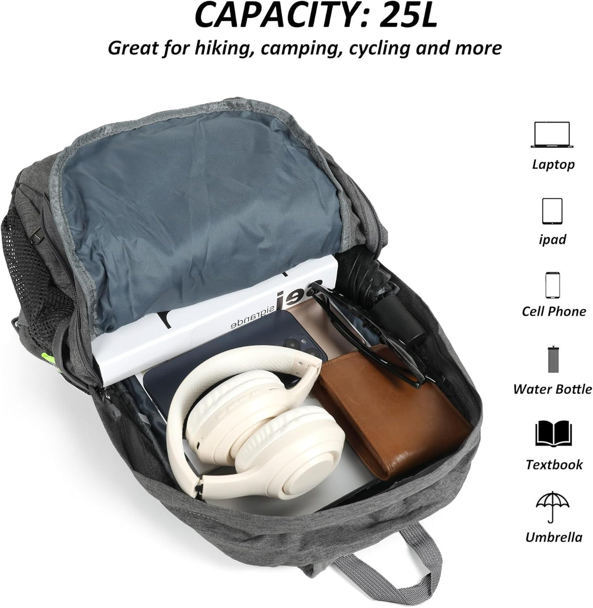TANTOMI Ultra Lightweight Packable Backpack 25L - Foldable Hiking Daypack for Travel, Durable Camping Sports Bag & Carry On Essentials - Teal Blue