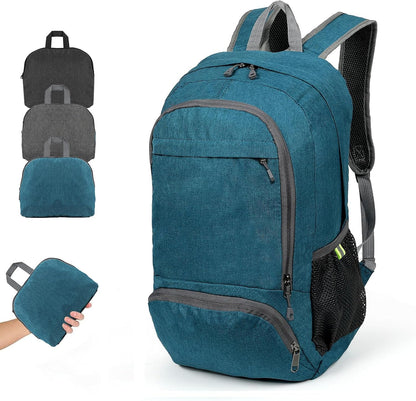 TANTOMI Ultra Lightweight Packable Backpack 25L - Foldable Hiking Daypack for Travel, Durable Camping Sports Bag & Carry On Essentials - Teal Blue