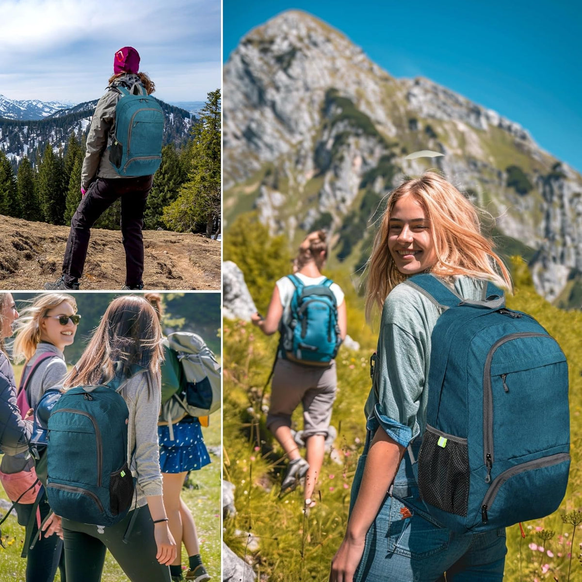 TANTOMI Ultra Lightweight Packable Backpack 25L - Foldable Hiking Daypack for Travel, Durable Camping Sports Bag & Carry On Essentials - Teal Blue