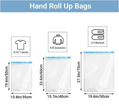 Travel Compression Bags, Roll Up Travel Space Saver Bags for Luggage, Cruise Ship Essentials Cothes, Folding Compressed Bag
