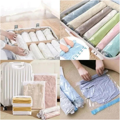 Travel Compression Bags, Roll Up Travel Space Saver Bags for Luggage, Cruise Ship Essentials Cothes, Folding Compressed Bag