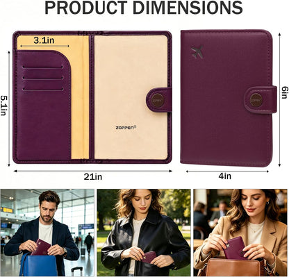 Passport Holder RFID Blocking Travel Wallet, Grape Purple | Passport Cover with Multiple Card Slots, Water-Resistant & Easy-Carry, Must-Have Travel Accessory for Men & Women.