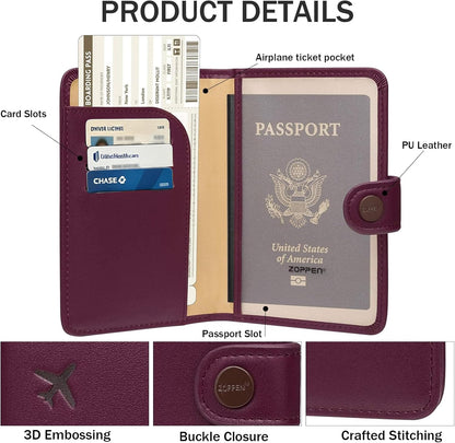 Passport Holder RFID Blocking Travel Wallet, Grape Purple | Passport Cover with Multiple Card Slots, Water-Resistant & Easy-Carry, Must-Have Travel Accessory for Men & Women.