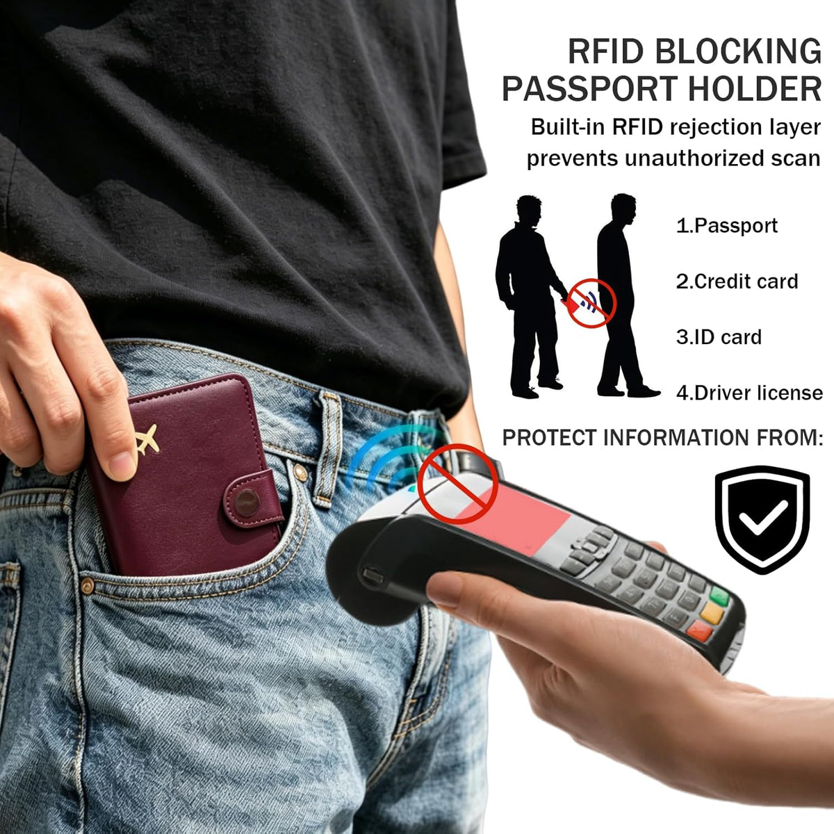 Passport Holder RFID Blocking Travel Wallet, Grape Purple | Passport Cover with Multiple Card Slots, Water-Resistant & Easy-Carry, Must-Have Travel Accessory for Men & Women.