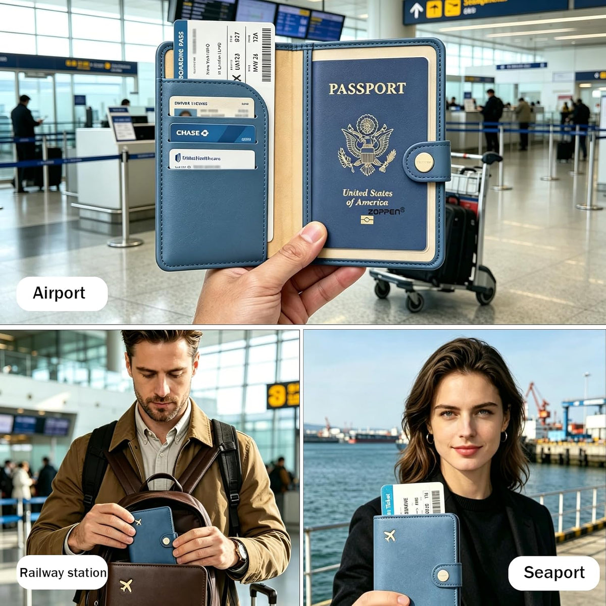 Passport Holder RFID Blocking Travel Wallet, Grape Purple | Passport Cover with Multiple Card Slots, Water-Resistant & Easy-Carry, Must-Have Travel Accessory for Men & Women.