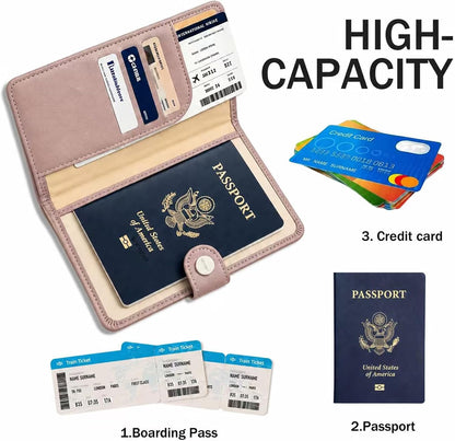 Passport Holder RFID Blocking Travel Wallet, Grape Purple | Passport Cover with Multiple Card Slots, Water-Resistant & Easy-Carry, Must-Have Travel Accessory for Men & Women.