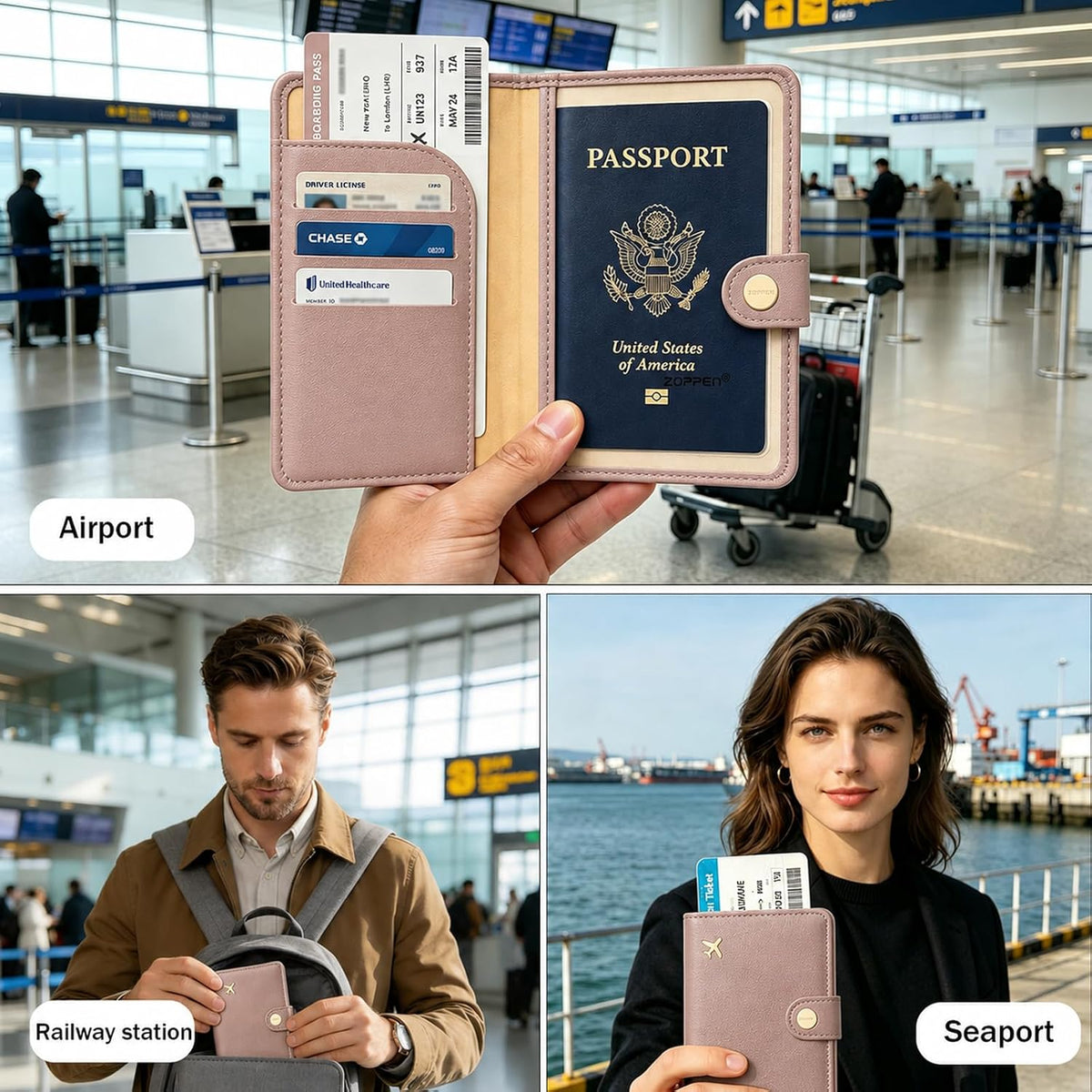 Passport Holder RFID Blocking Travel Wallet, Grape Purple | Passport Cover with Multiple Card Slots, Water-Resistant & Easy-Carry, Must-Have Travel Accessory for Men & Women.