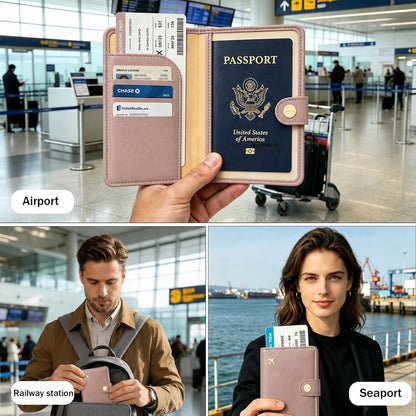 Passport Holder RFID Blocking Travel Wallet, Grape Purple | Passport Cover with Multiple Card Slots, Water-Resistant & Easy-Carry, Must-Have Travel Accessory for Men & Women.