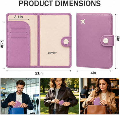 Passport Holder RFID Blocking Travel Wallet, Grape Purple | Passport Cover with Multiple Card Slots, Water-Resistant & Easy-Carry, Must-Have Travel Accessory for Men & Women.