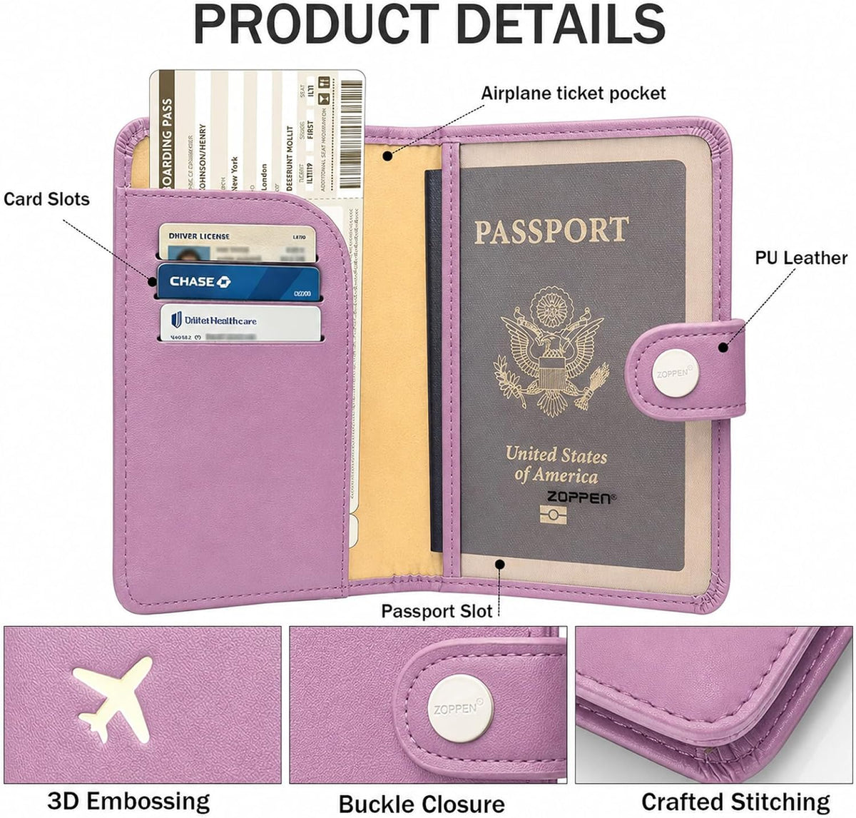 Passport Holder RFID Blocking Travel Wallet, Grape Purple | Passport Cover with Multiple Card Slots, Water-Resistant & Easy-Carry, Must-Have Travel Accessory for Men & Women.