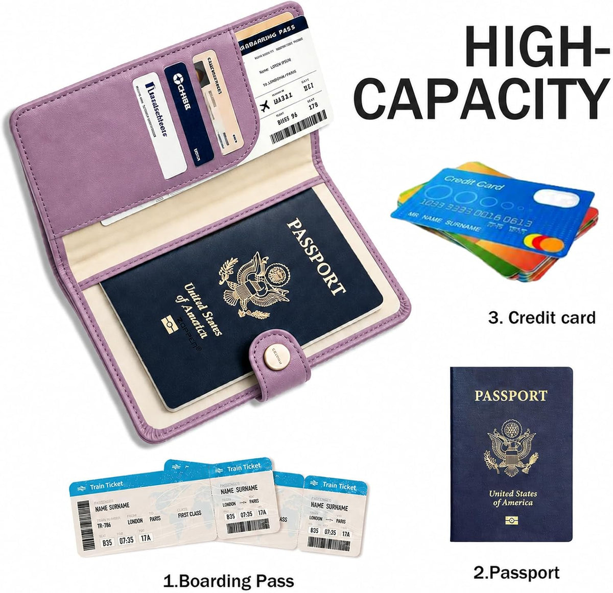 Passport Holder RFID Blocking Travel Wallet, Grape Purple | Passport Cover with Multiple Card Slots, Water-Resistant & Easy-Carry, Must-Have Travel Accessory for Men & Women.