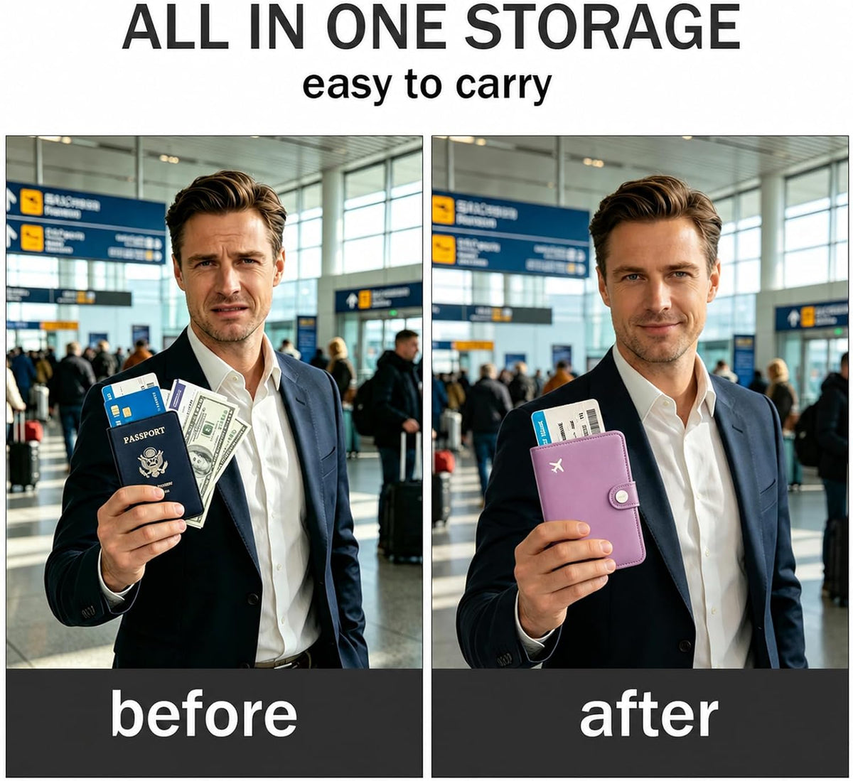 Passport Holder RFID Blocking Travel Wallet, Grape Purple | Passport Cover with Multiple Card Slots, Water-Resistant & Easy-Carry, Must-Have Travel Accessory for Men & Women.