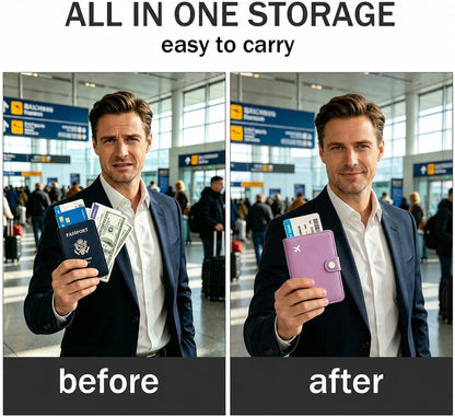 Passport Holder RFID Blocking Travel Wallet, Grape Purple | Passport Cover with Multiple Card Slots, Water-Resistant & Easy-Carry, Must-Have Travel Accessory for Men & Women.
