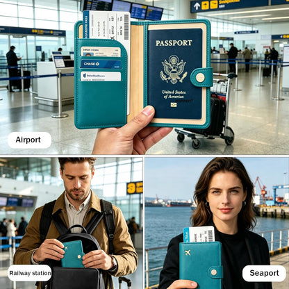 Passport Holder RFID Blocking Travel Wallet, Grape Purple | Passport Cover with Multiple Card Slots, Water-Resistant & Easy-Carry, Must-Have Travel Accessory for Men & Women.