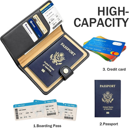 Passport Holder RFID Blocking Travel Wallet, Grape Purple | Passport Cover with Multiple Card Slots, Water-Resistant & Easy-Carry, Must-Have Travel Accessory for Men & Women.