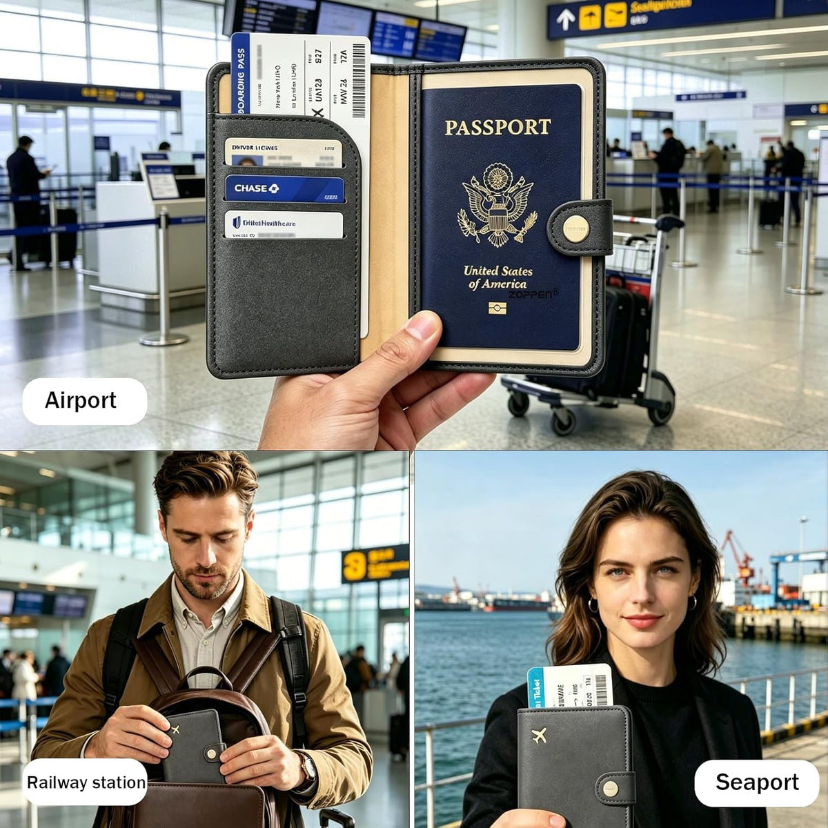 Passport Holder RFID Blocking Travel Wallet, Grape Purple | Passport Cover with Multiple Card Slots, Water-Resistant & Easy-Carry, Must-Have Travel Accessory for Men & Women.