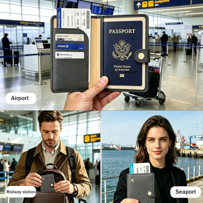 Passport Holder RFID Blocking Travel Wallet, Grape Purple | Passport Cover with Multiple Card Slots, Water-Resistant & Easy-Carry, Must-Have Travel Accessory for Men & Women.