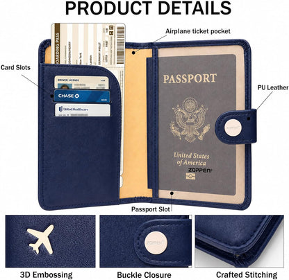 Passport Holder RFID Blocking Travel Wallet, Grape Purple | Passport Cover with Multiple Card Slots, Water-Resistant & Easy-Carry, Must-Have Travel Accessory for Men & Women.