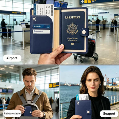 Passport Holder RFID Blocking Travel Wallet, Grape Purple | Passport Cover with Multiple Card Slots, Water-Resistant & Easy-Carry, Must-Have Travel Accessory for Men & Women.