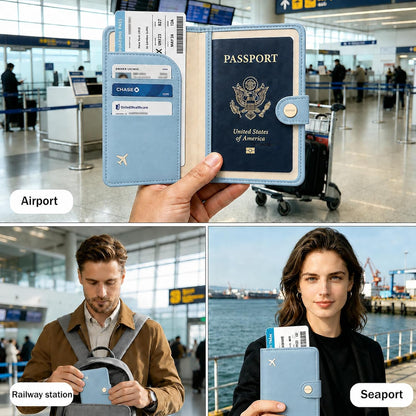 Passport Holder RFID Blocking Travel Wallet, Grape Purple | Passport Cover with Multiple Card Slots, Water-Resistant & Easy-Carry, Must-Have Travel Accessory for Men & Women.