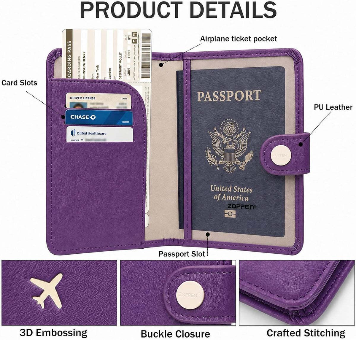 Passport Holder RFID Blocking Travel Wallet, Grape Purple | Passport Cover with Multiple Card Slots, Water-Resistant & Easy-Carry, Must-Have Travel Accessory for Men & Women.