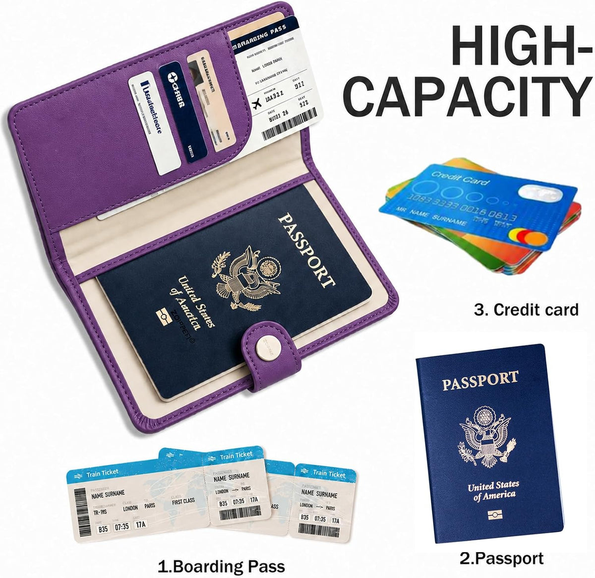 Passport Holder RFID Blocking Travel Wallet, Grape Purple | Passport Cover with Multiple Card Slots, Water-Resistant & Easy-Carry, Must-Have Travel Accessory for Men & Women.
