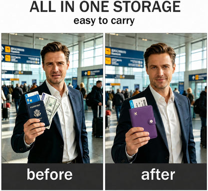 Passport Holder RFID Blocking Travel Wallet, Grape Purple | Passport Cover with Multiple Card Slots, Water-Resistant & Easy-Carry, Must-Have Travel Accessory for Men & Women.
