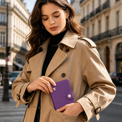 Passport Holder RFID Blocking Travel Wallet, Grape Purple | Passport Cover with Multiple Card Slots, Water-Resistant & Easy-Carry, Must-Have Travel Accessory for Men & Women.