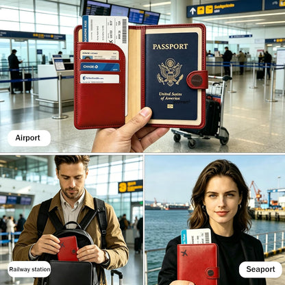 Passport Holder RFID Blocking Travel Wallet, Grape Purple | Passport Cover with Multiple Card Slots, Water-Resistant & Easy-Carry, Must-Have Travel Accessory for Men & Women.