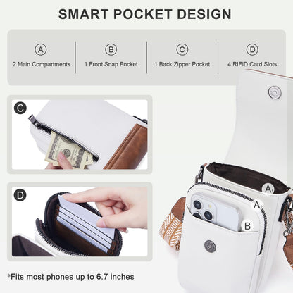 POIUGOYA Crossbody Bags for Women,Small Crossbody Purse with Triple Compartments,Cell Phone Wallet with Card Slots for Travel | Small