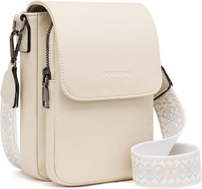 POIUGOYA Crossbody Bags for Women,Small Crossbody Purse with Triple Compartments,Cell Phone Wallet with Card Slots for Travel | Small