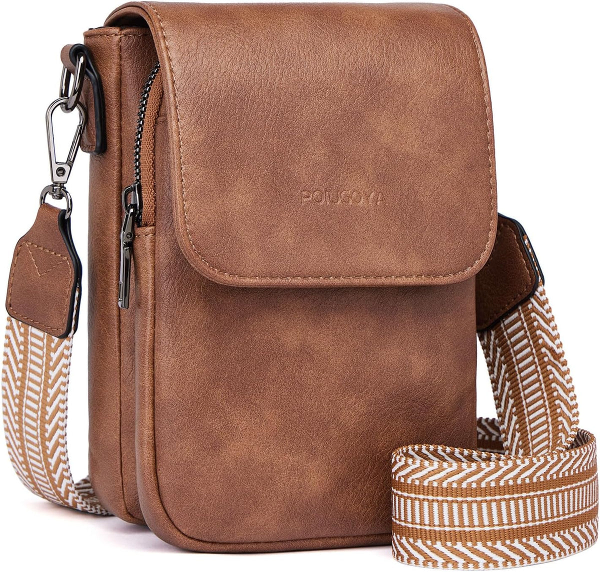 POIUGOYA Crossbody Bags for Women,Small Crossbody Purse with Triple Compartments,Cell Phone Wallet with Card Slots for Travel | Small