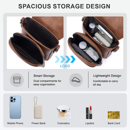 POIUGOYA Crossbody Bags for Women,Small Crossbody Purse with Triple Compartments,Cell Phone Wallet with Card Slots for Travel | Small