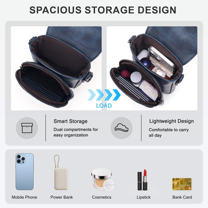 POIUGOYA Crossbody Bags for Women,Small Crossbody Purse with Triple Compartments,Cell Phone Wallet with Card Slots for Travel | Small