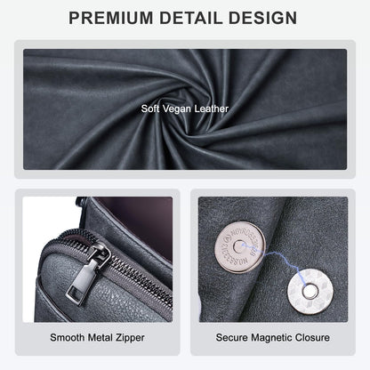 POIUGOYA Crossbody Bags for Women,Small Crossbody Purse with Triple Compartments,Cell Phone Wallet with Card Slots for Travel | Small