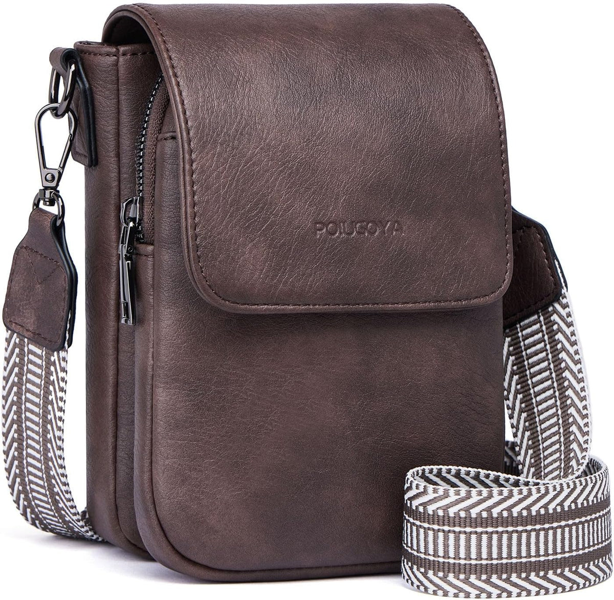 POIUGOYA Crossbody Bags for Women,Small Crossbody Purse with Triple Compartments,Cell Phone Wallet with Card Slots for Travel | Small