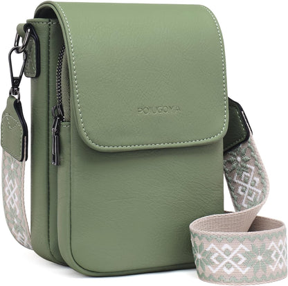 POIUGOYA Crossbody Bags for Women,Small Crossbody Purse with Triple Compartments,Cell Phone Wallet with Card Slots for Travel | Small