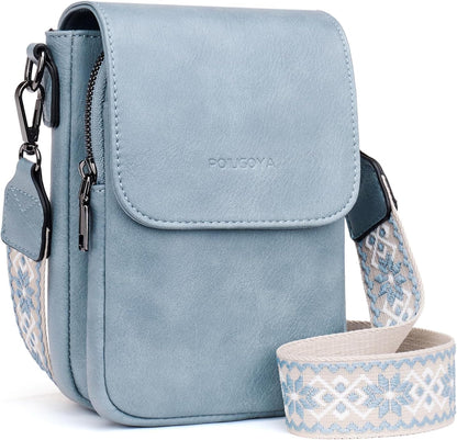 POIUGOYA Crossbody Bags for Women,Small Crossbody Purse with Triple Compartments,Cell Phone Wallet with Card Slots for Travel | Small