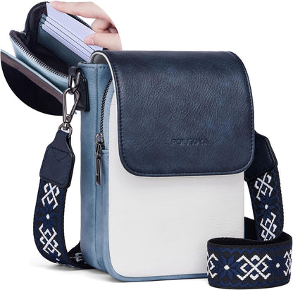 POIUGOYA Crossbody Bags for Women,Small Crossbody Purse with Triple Compartments,Cell Phone Wallet with Card Slots for Travel | Small