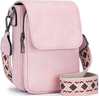 POIUGOYA Crossbody Bags for Women,Small Crossbody Purse with Triple Compartments,Cell Phone Wallet with Card Slots for Travel | Small