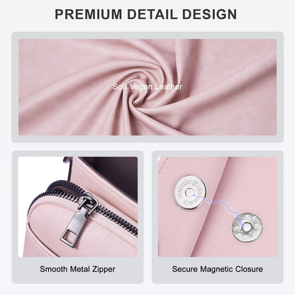 POIUGOYA Crossbody Bags for Women,Small Crossbody Purse with Triple Compartments,Cell Phone Wallet with Card Slots for Travel | Small