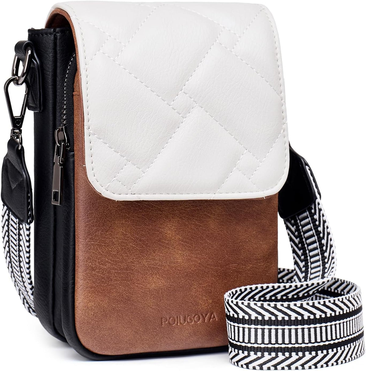POIUGOYA Crossbody Bags for Women,Small Crossbody Purse with Triple Compartments,Cell Phone Wallet with Card Slots for Travel | Small
