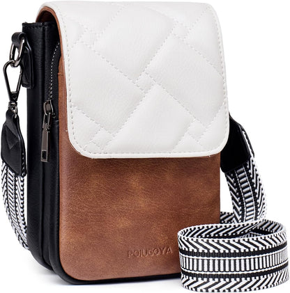 POIUGOYA Crossbody Bags for Women,Small Crossbody Purse with Triple Compartments,Cell Phone Wallet with Card Slots for Travel | Small