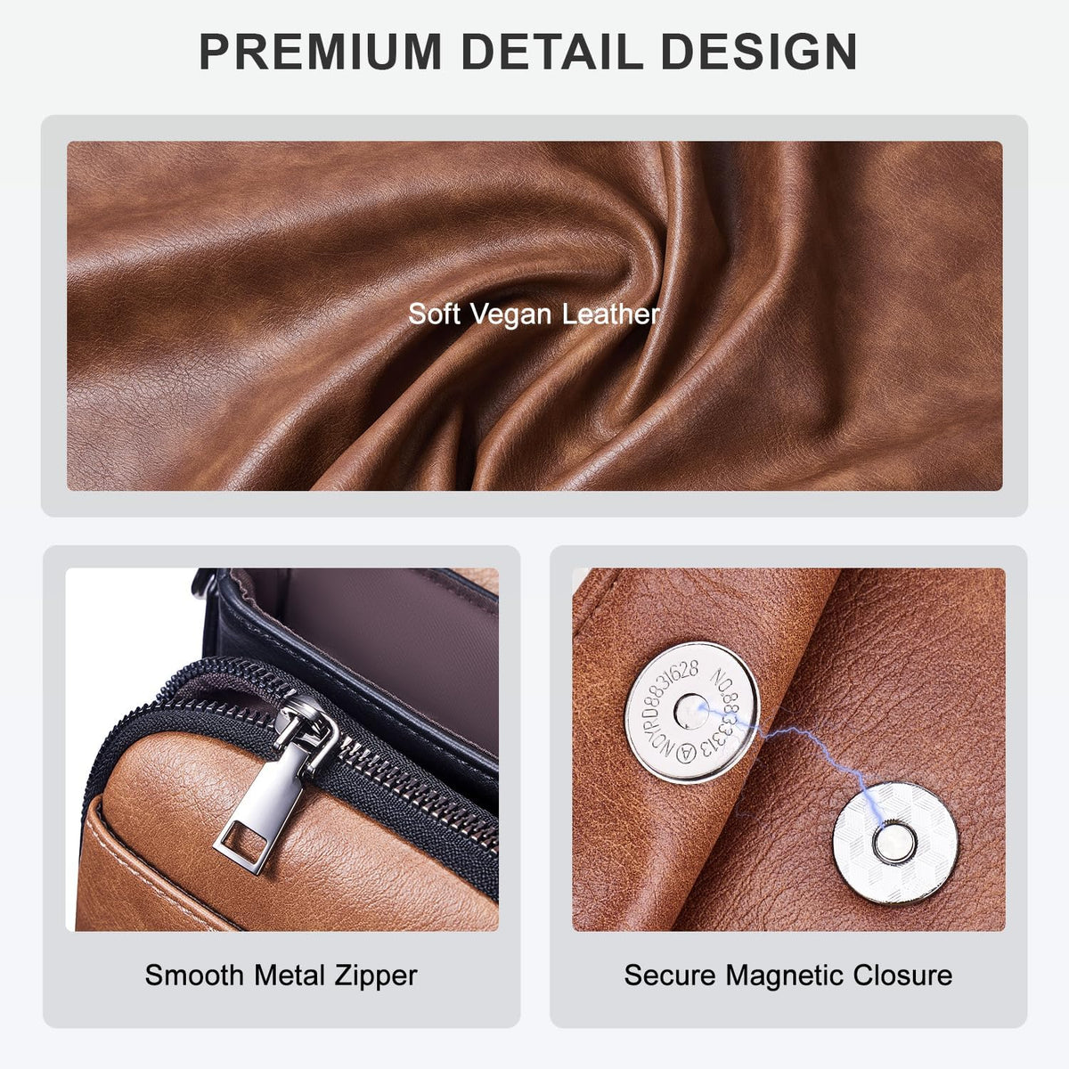 POIUGOYA Crossbody Bags for Women,Small Crossbody Purse with Triple Compartments,Cell Phone Wallet with Card Slots for Travel | Small
