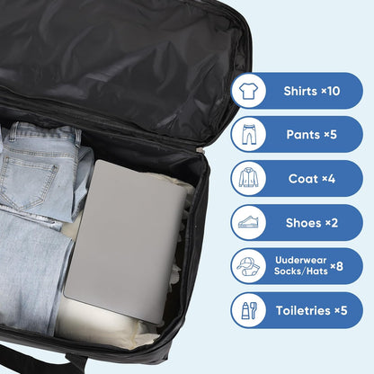 32-inch Rolling Duffle Bag with Wheels and Handle, 105L-130L Expandable Water-resistant Travel Bag, Foldable Travel Bag with 3 Spinner Wheels(Grey,XL)