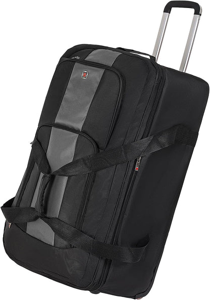 32-inch Rolling Duffle Bag with Wheels and Handle, 105L-130L Expandable Water-resistant Travel Bag, Foldable Travel Bag with 3 Spinner Wheels(Grey,XL)